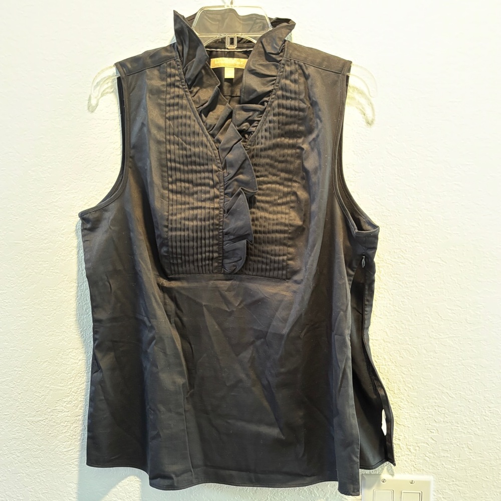 Banana Republic Black Sleeveless Ruffle Blouse